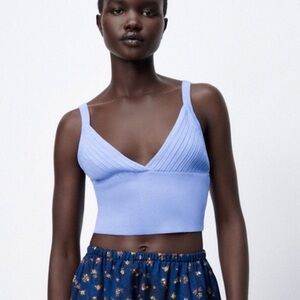 Zara Knit Crop Top in Periwinkle